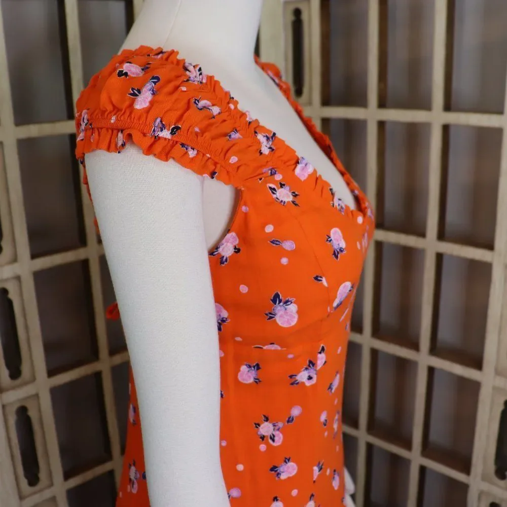 Free People Like A Lady tangerine Babydoll Dress Size S - Picture 7 of 14